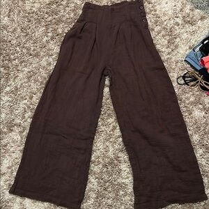 High-Waisted Brown Wide-Leg Pants